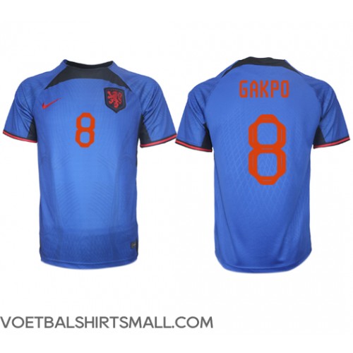 Nederland Cody Gakpo #8 Voetbalkleding Uitshirt WK 2022 Korte Mouwen